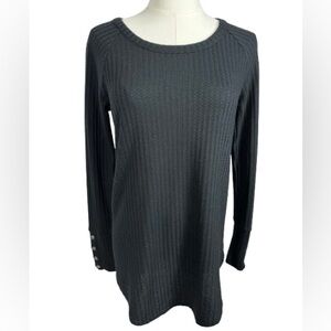Chaser Black Long Sleeve Ribbed Top Size S